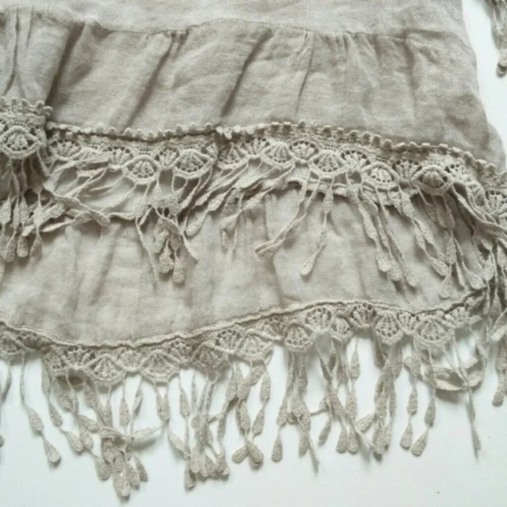 Linen Boho style blouse top lace top high low - Picture 9 of 16